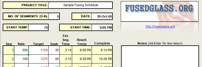 Excel Glass Firing Calculator
